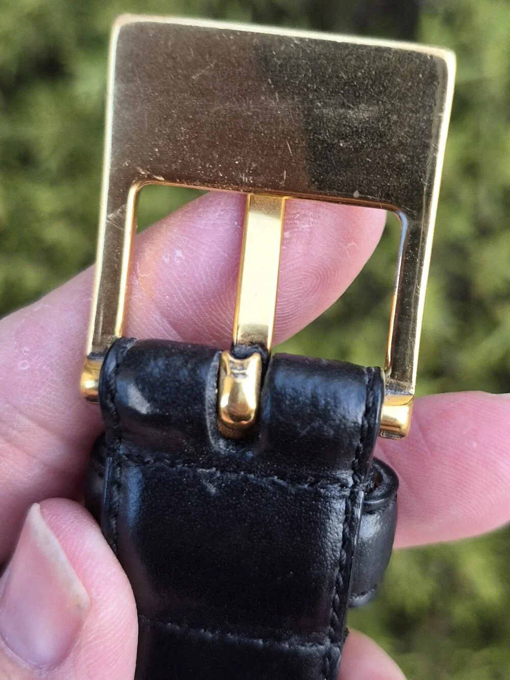 Lauren Ralph Lauren Black Leather Plaque Belt Medium NWOT